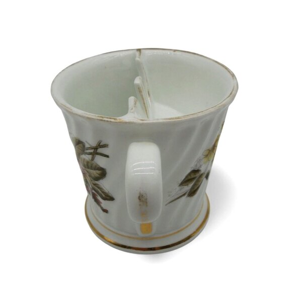 SHAVING MUG Floral Design Porcelain Yellow Flowers German Vintage - Picture 4 of 10